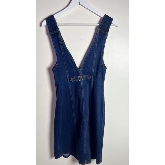 Anthropologie X Pilcro Petite 2 Denim V-Neck Button Up Stretchy MIDI Dress NEW - Picture 6 of 13